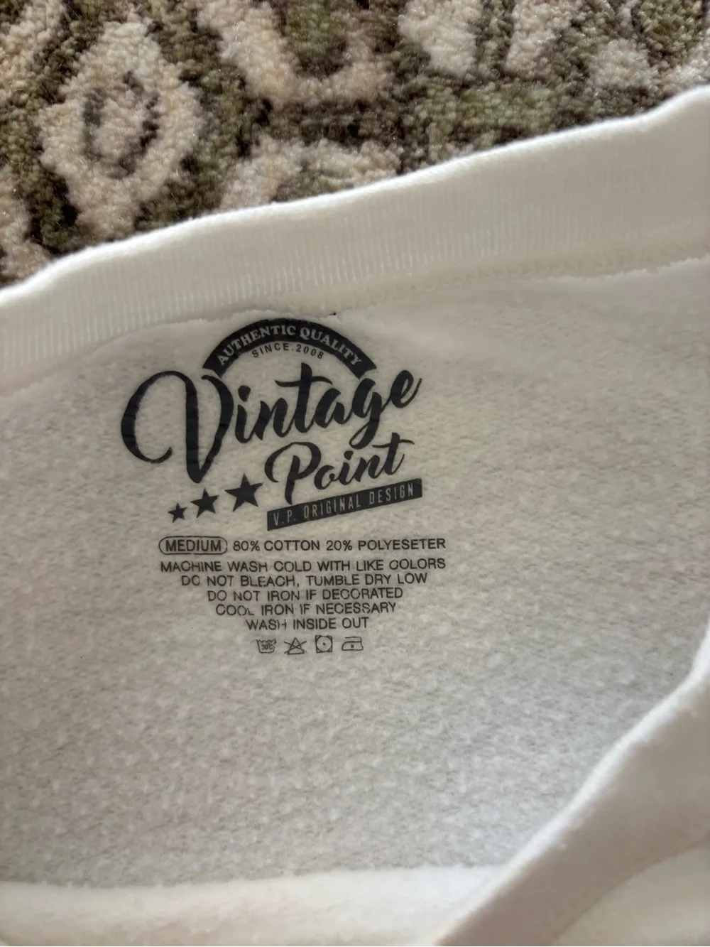 Vintage Point - White Crewneck Sweatshirt with Farmers Market Fruit Graphic